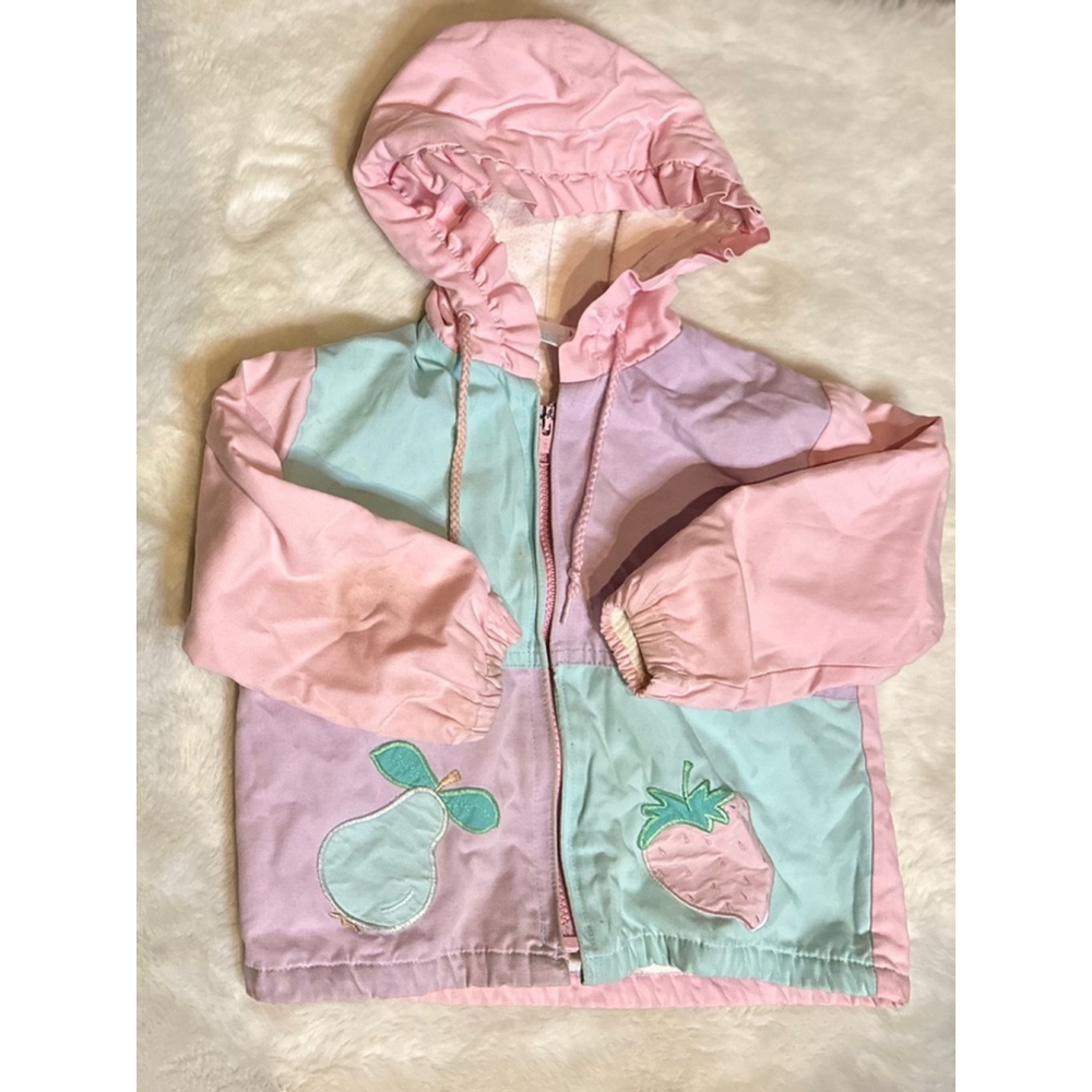Vintage 80's Sport Girl's Jacket 3T Color block Pink Green Strawberry
